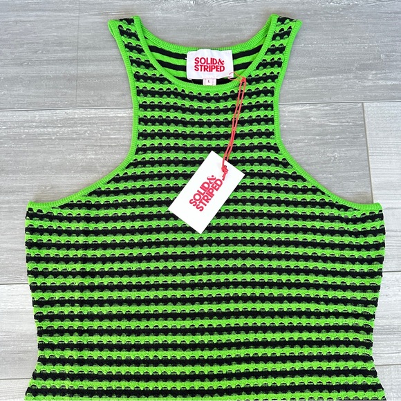 Solid and Striped Green Sia Mini Dress Swimsuit Coverup - Picture 2 of 11